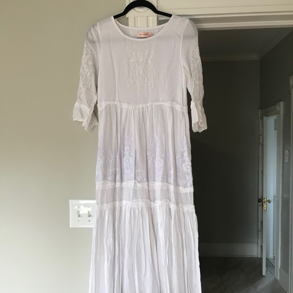 White Maxi Dress w/ Embroidery